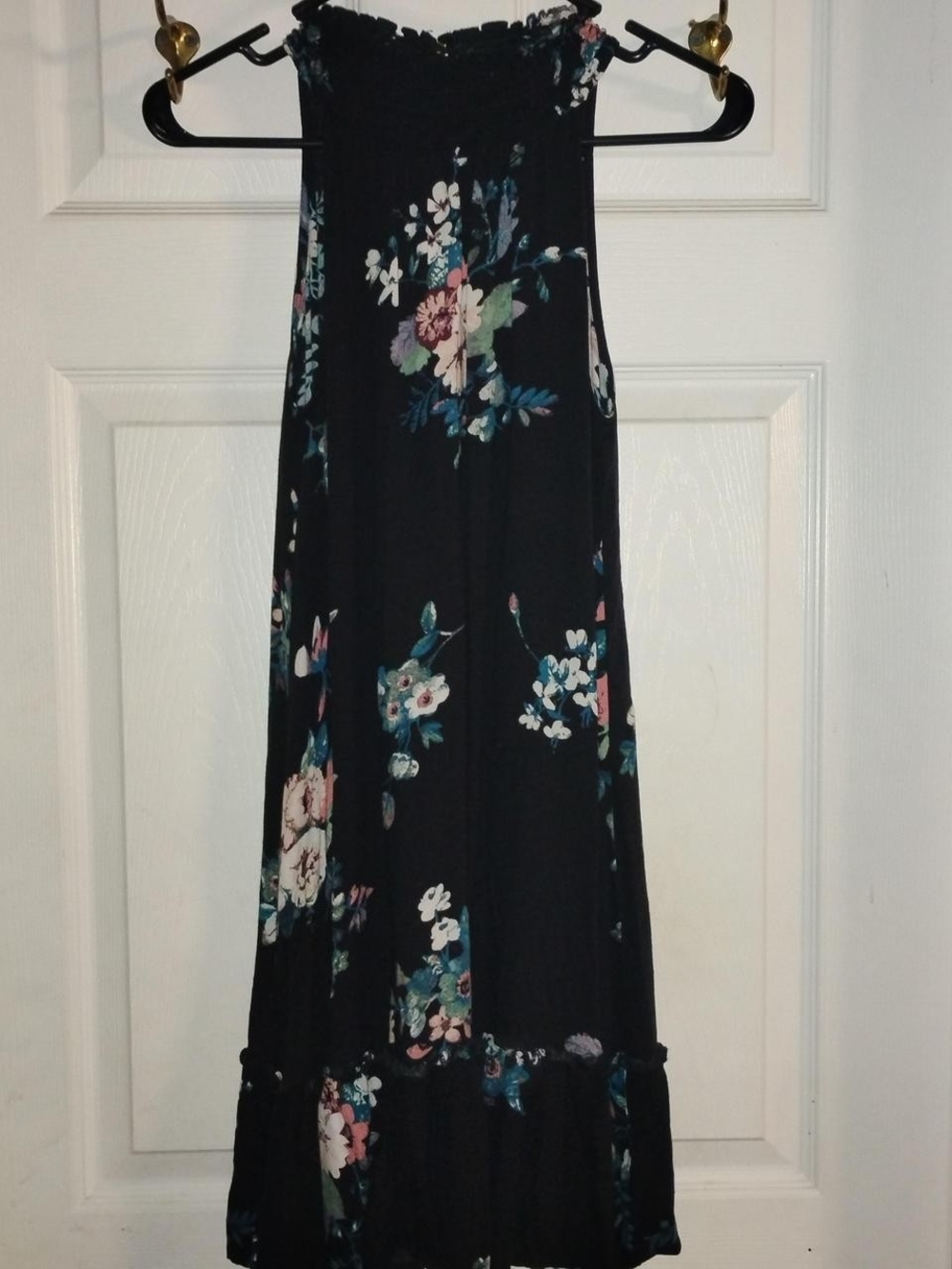 Xhilaration Black Floral Maxi Skirt with Smocked Waist